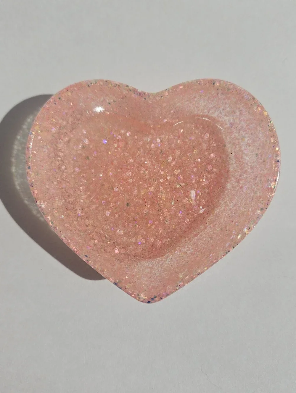 Handmade Pink Glitter Mini Heart Dish Princess Decor Girly Cute Tray Fairycore
